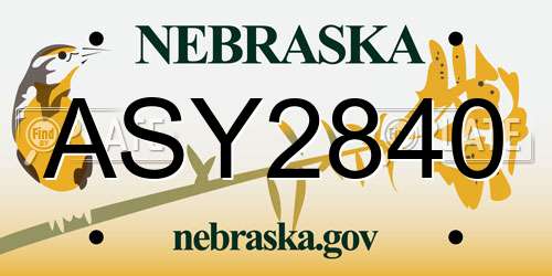 ASY2840 Nebraska License Plate