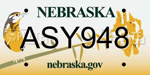 ASY948 Nebraska License Plate
