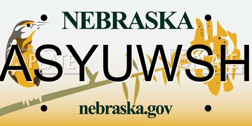 ASYUWSH Nebraska License Plate