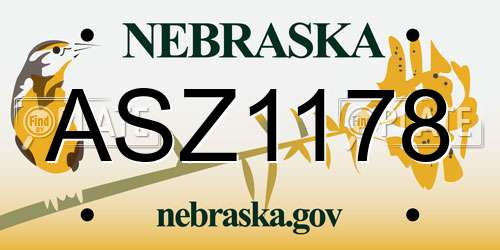 ASZ1178 Nebraska License Plate