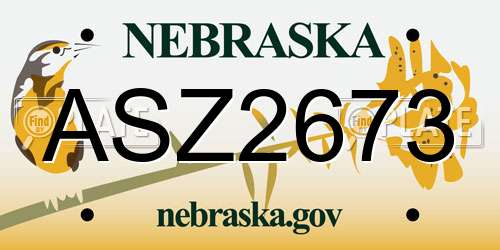 ASZ2673 Nebraska License Plate
