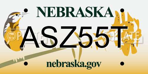 ASZ55T Nebraska License Plate