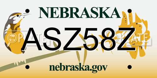 ASZ58Z Nebraska License Plate