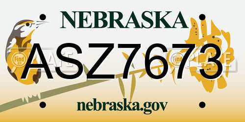 ASZ7673 Nebraska License Plate