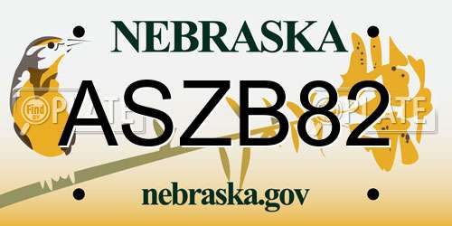 ASZB82 Nebraska License Plate