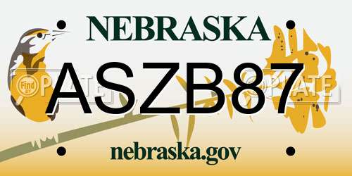 ASZB87 Nebraska License Plate