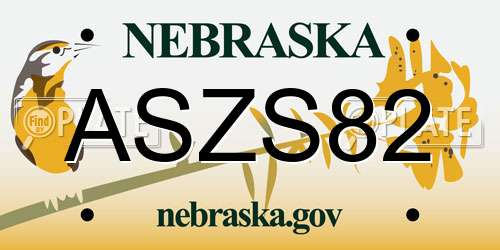 ASZS82 Nebraska License Plate