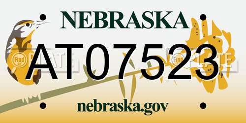 AT07523 Nebraska License Plate