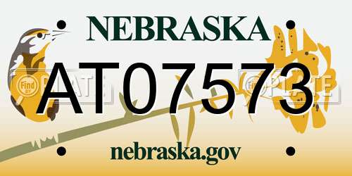 AT07573 Nebraska License Plate