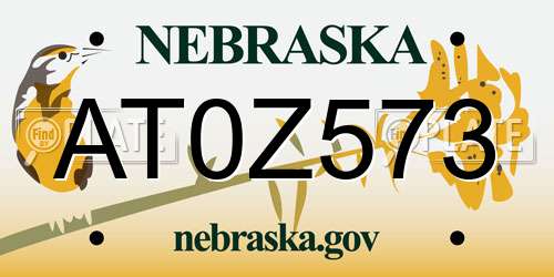 AT0Z573 Nebraska License Plate