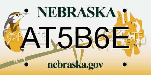 AT5B6E Nebraska License Plate