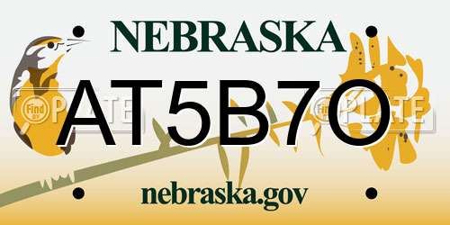 AT5B7O Nebraska License Plate