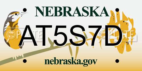 AT5S7D Nebraska License Plate