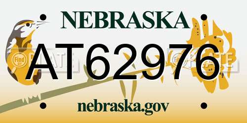 AT62976 Nebraska License Plate