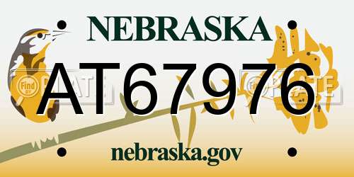 AT67976 Nebraska License Plate
