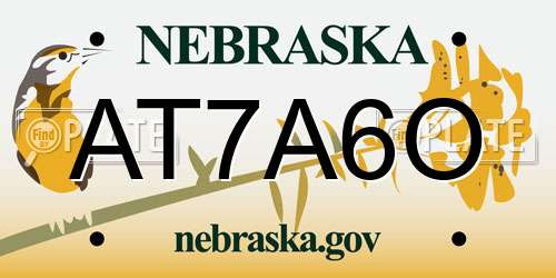 AT7A6O Nebraska License Plate