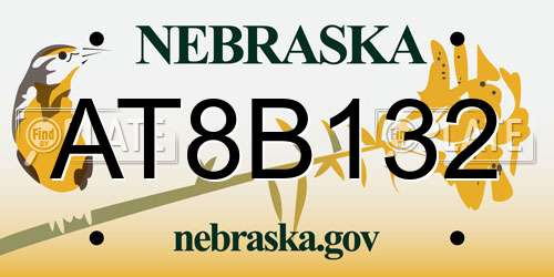 AT8B132 Nebraska License Plate