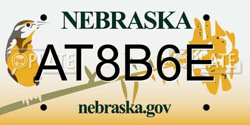 AT8B6E Nebraska License Plate