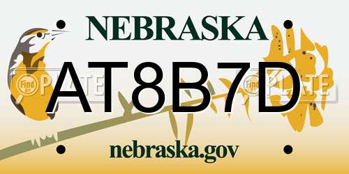 AT8B7D Nebraska License Plate