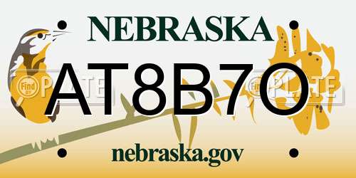 AT8B7O Nebraska License Plate