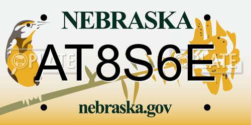 AT8S6E Nebraska License Plate