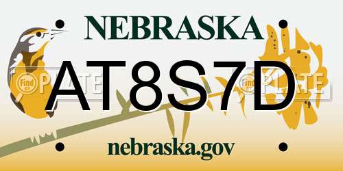 AT8S7D Nebraska License Plate