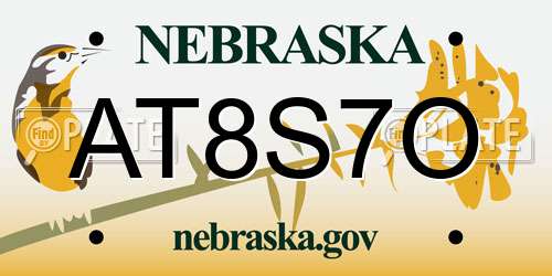 AT8S7O Nebraska License Plate