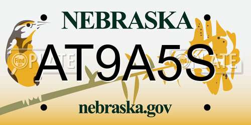 AT9A5S Nebraska License Plate