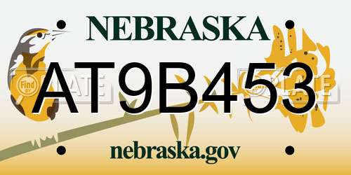 AT9B453 Nebraska License Plate
