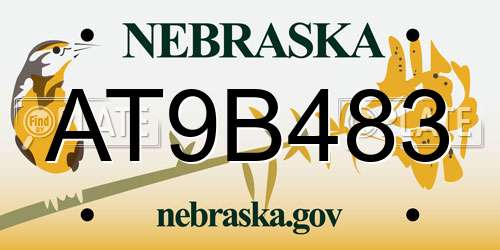 AT9B483 Nebraska License Plate