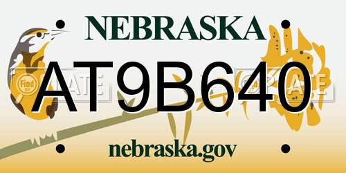 AT9B640 Nebraska License Plate