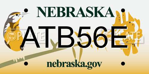 ATB56E Nebraska License Plate