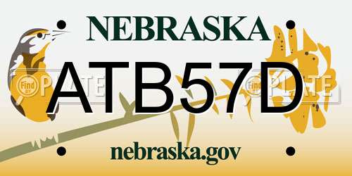ATB57D Nebraska License Plate