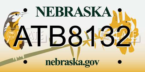 ATB8132 Nebraska License Plate