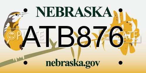 ATB876 Nebraska License Plate