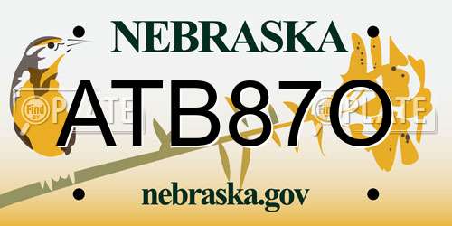 ATB87O Nebraska License Plate