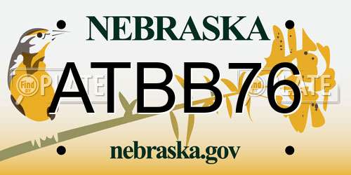 ATBB76 Nebraska License Plate