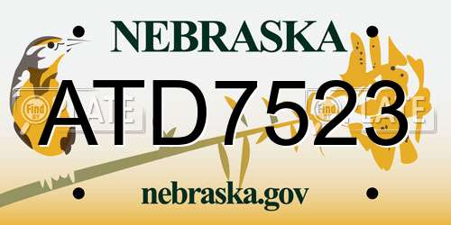 ATD7523 Nebraska License Plate