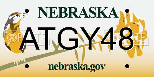 ATGY48 Nebraska License Plate