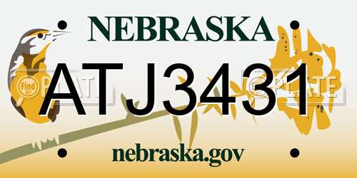 ATJ3431 Nebraska License Plate