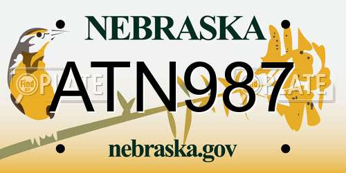 ATN987 Nebraska License Plate