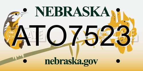 ATO7523 Nebraska License Plate