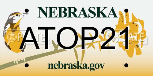 ATOP21 Nebraska License Plate