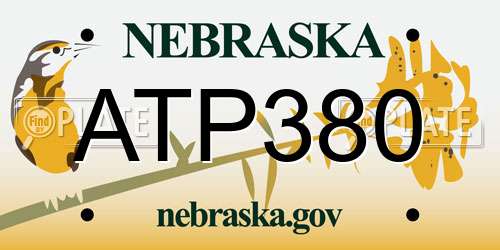 ATP380 Nebraska License Plate