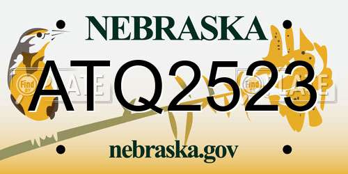 ATQ2523 Nebraska License Plate