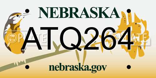ATQ264 Nebraska License Plate