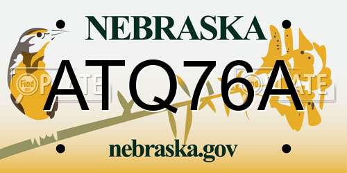 ATQ76A Nebraska License Plate