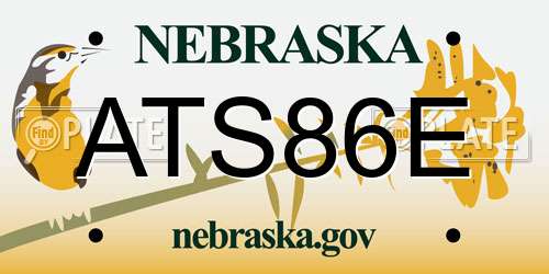 ATS86E Nebraska License Plate