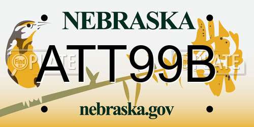 ATT99B Nebraska License Plate