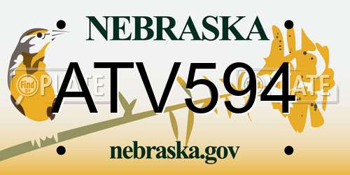 ATV594 Nebraska License Plate